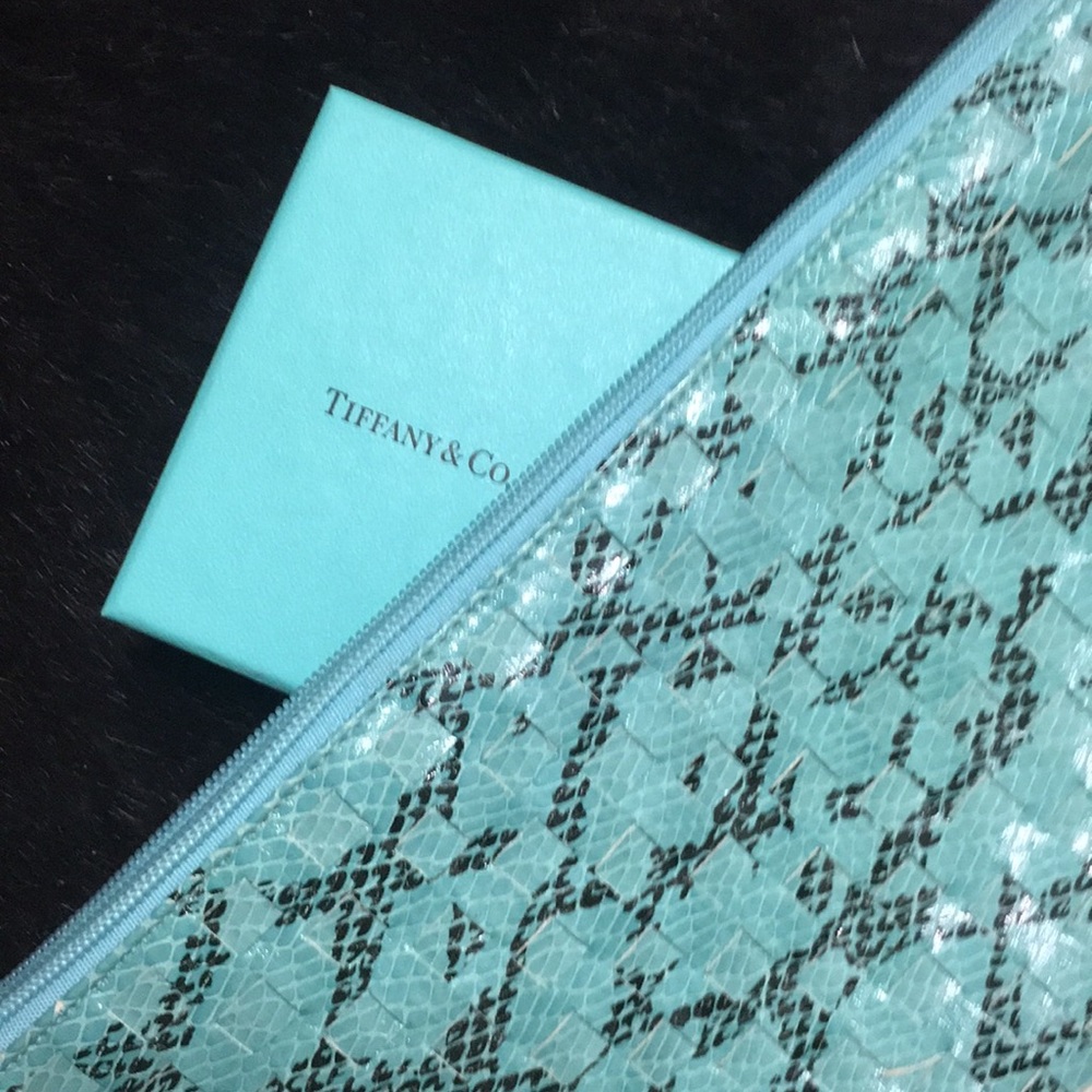 Faux snake skin wristlet in Tiffany blue color